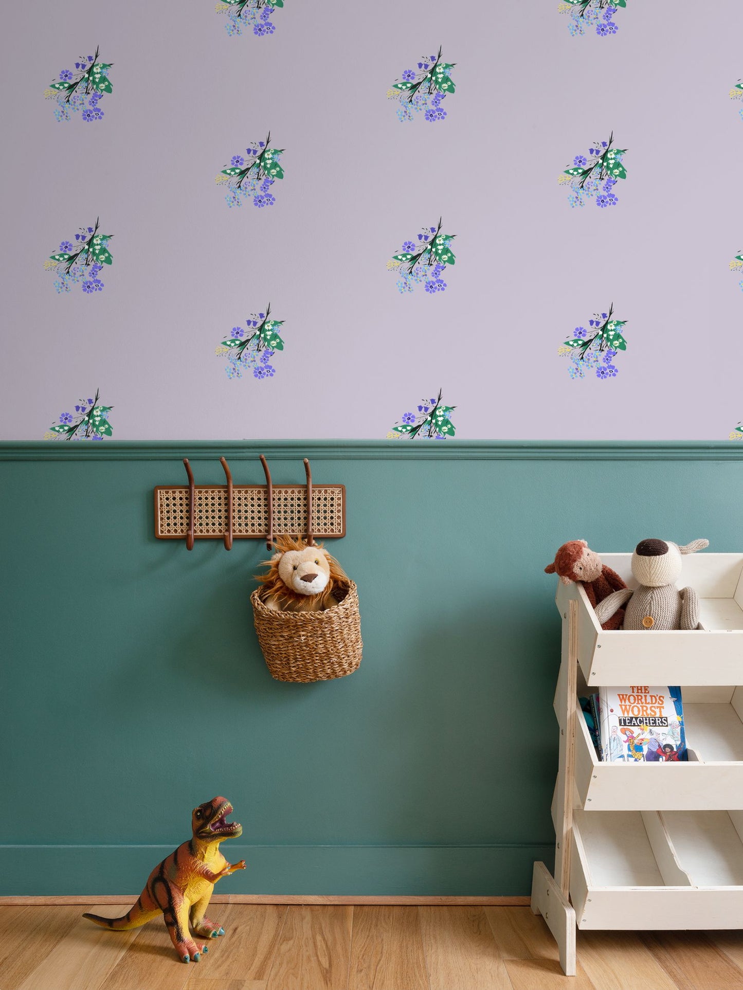 Posy Riot - Eva May- Signature Wallpaper - Lilac Grey