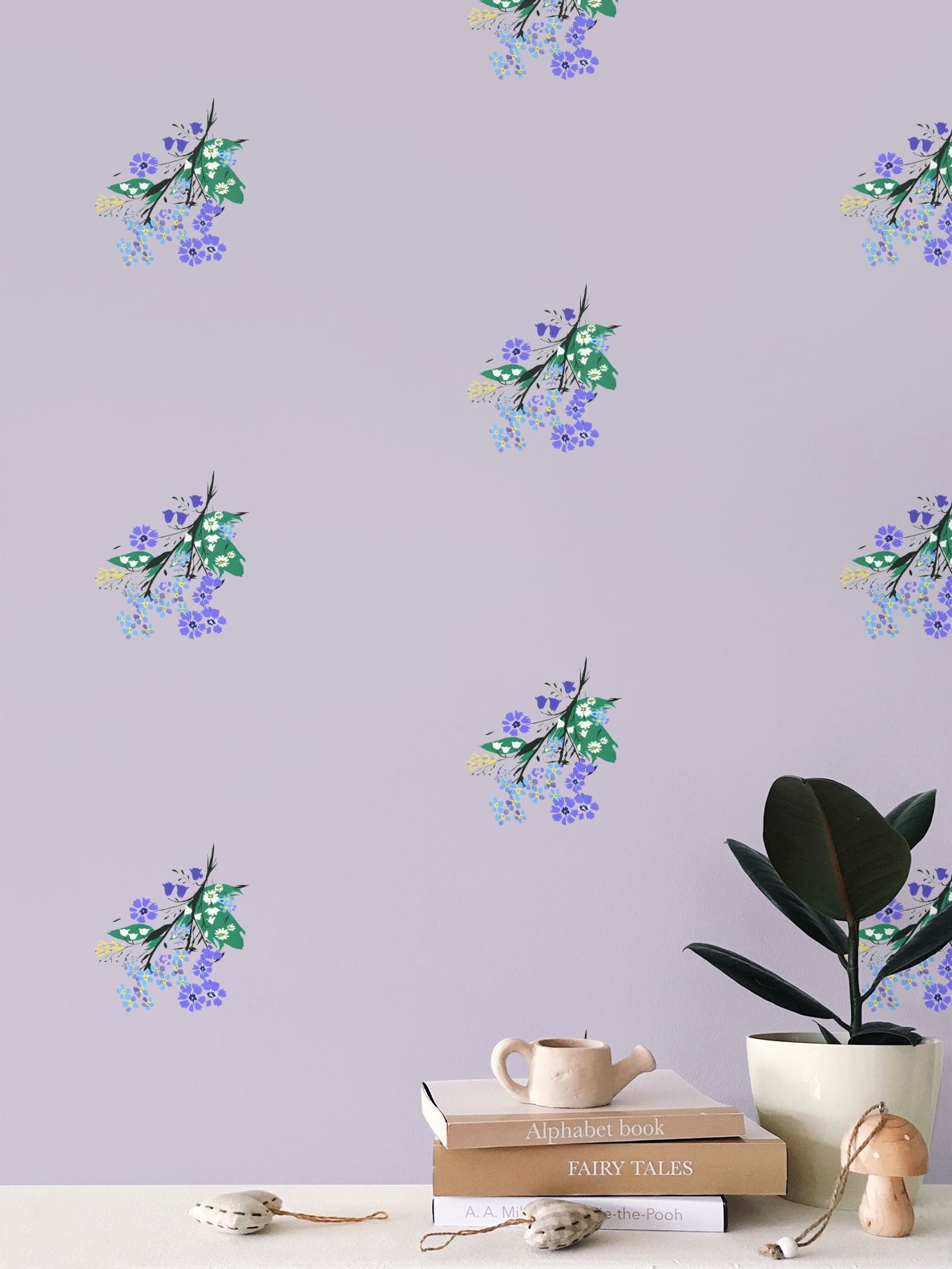 Posy Riot - Eva May- Signature Wallpaper - Lilac Grey