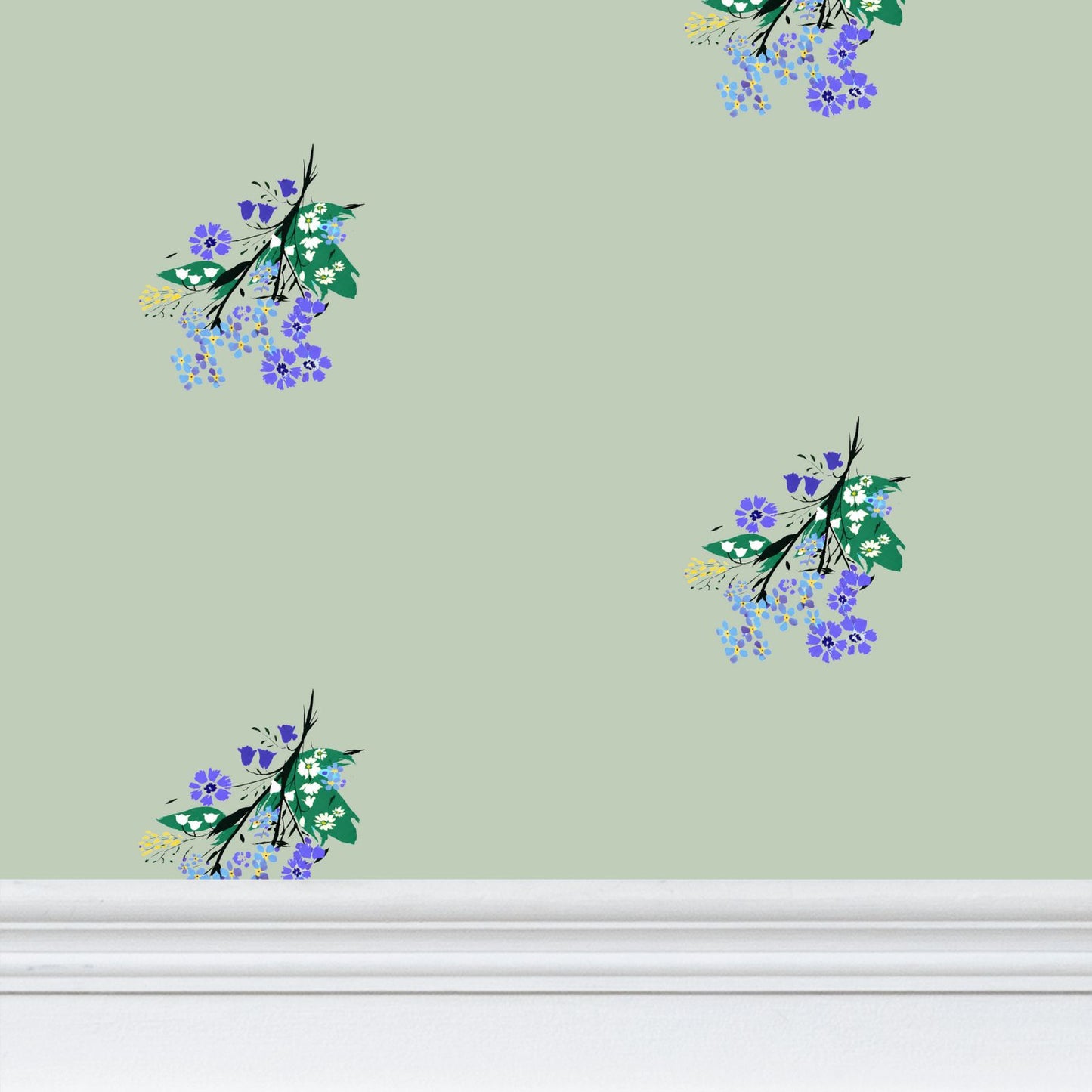 Posy Riot - Eva May - Signature Wallpaper - Sage