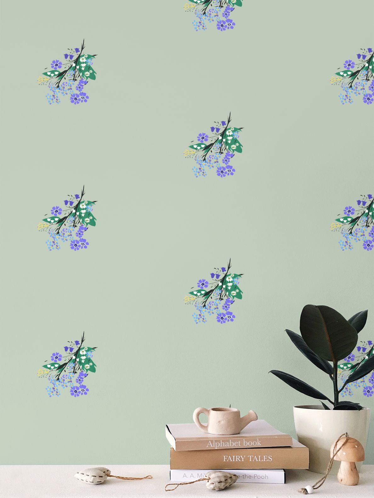Posy Riot - Eva May - Signature Wallpaper - Sage
