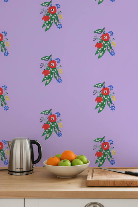 Posy Riot - Poppy Ardevora - Signature Wallpaper - Lush Lilac
