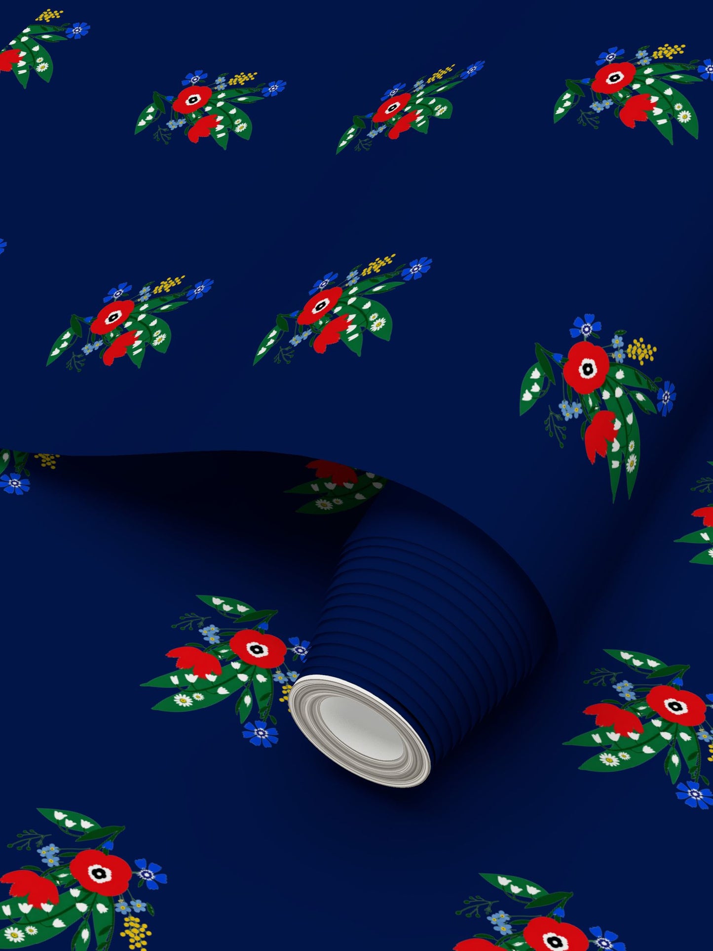 Posy Riot - Poppy Ardevora - Signature Wallpaper - Indigo