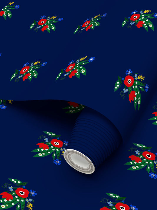 Posy Riot - Poppy Ardevora - Signature Wallpaper - Indigo