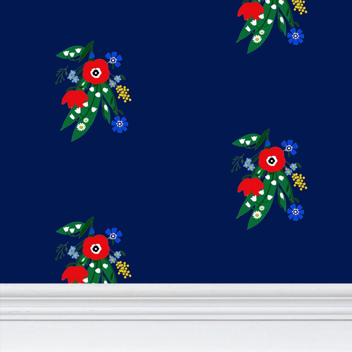 Posy Riot - Poppy Ardevora - Signature Wallpaper - Indigo