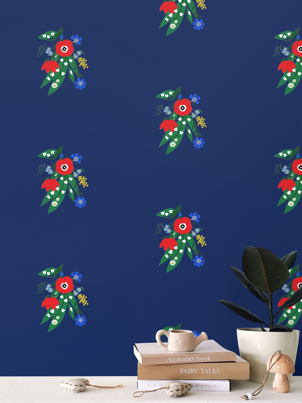 Posy Riot - Poppy Ardevora - Signature Wallpaper - Indigo