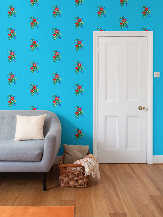 Posy Riot - Poppy Ardevora - Signature Wallpaper - Ocean Pop