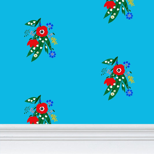 Posy Riot - Poppy Ardevora - Signature Wallpaper - Ocean Pop