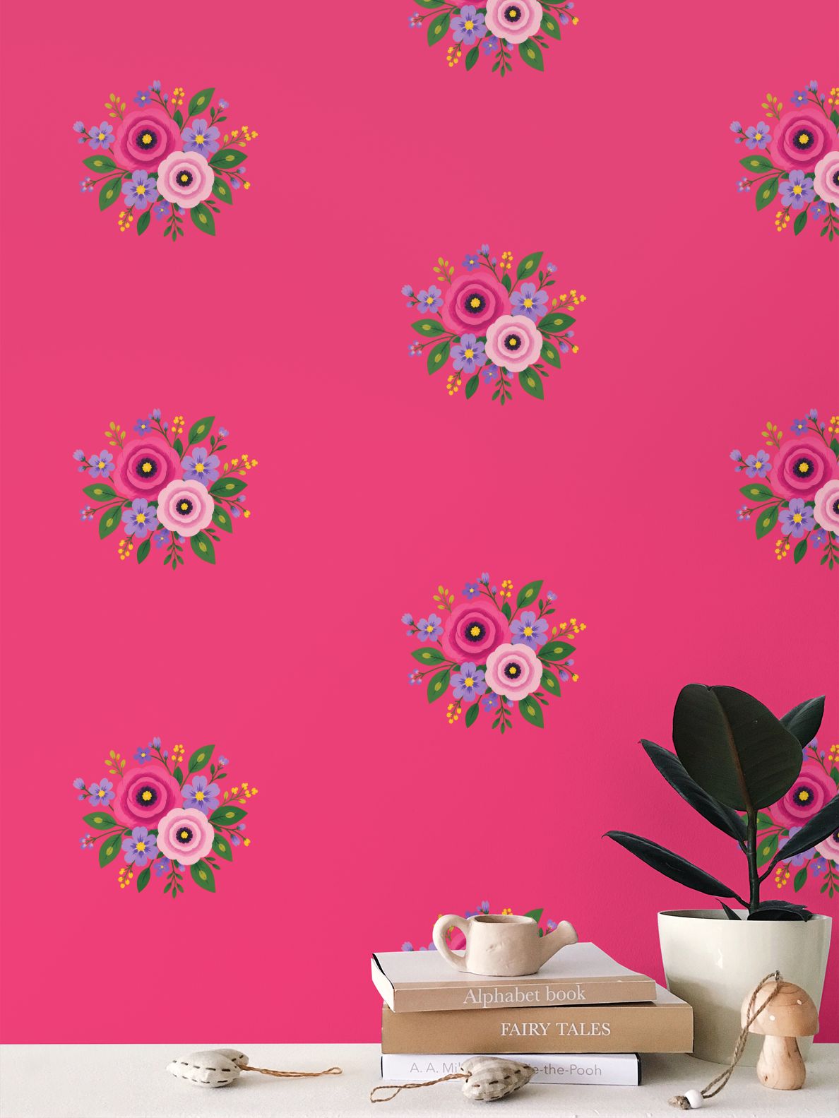 Posy Riot - Rose Eleanor- Signature Wallpaper - Peony