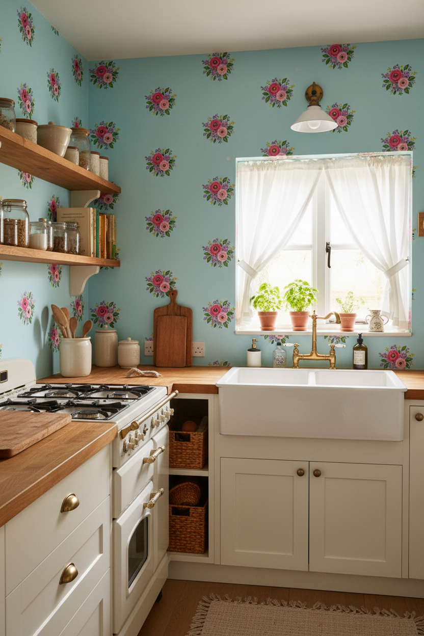 Posy Riot - Rose Eleanor - Signature Wallpaper - Opal