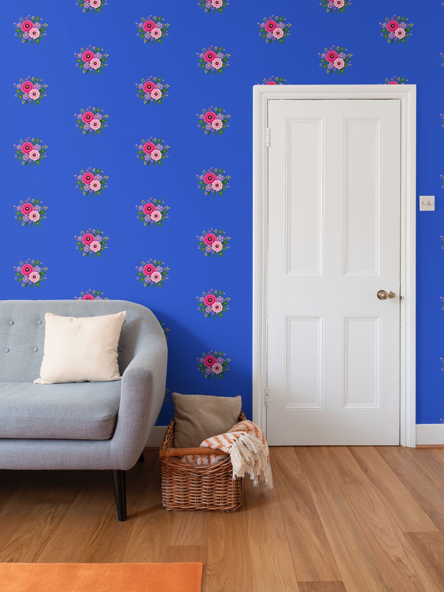Posy Riot - Rose Eleanor - Signature Wallpaper - Sapphire
