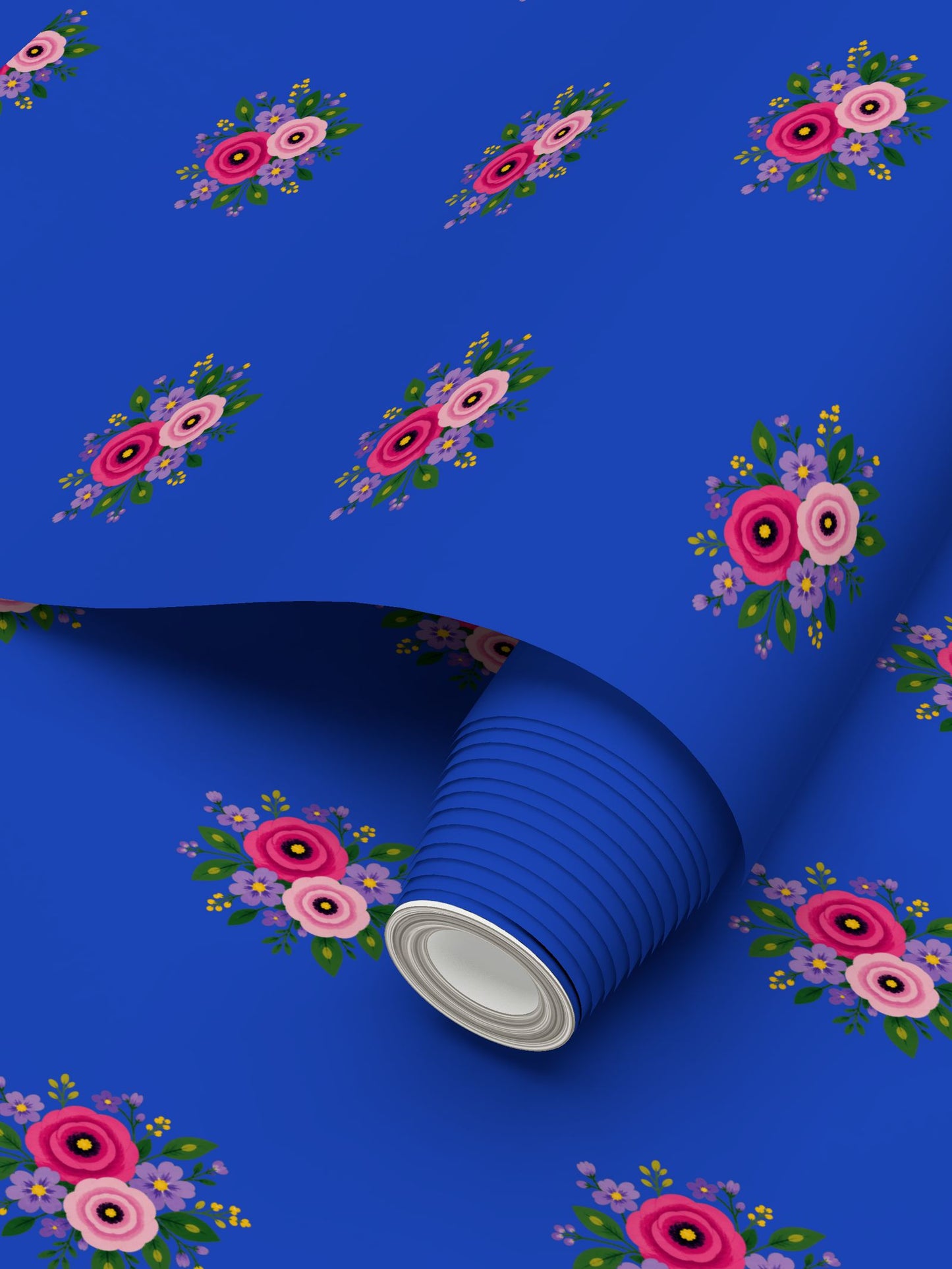 Posy Riot - Rose Eleanor - Signature Wallpaper - Sapphire
