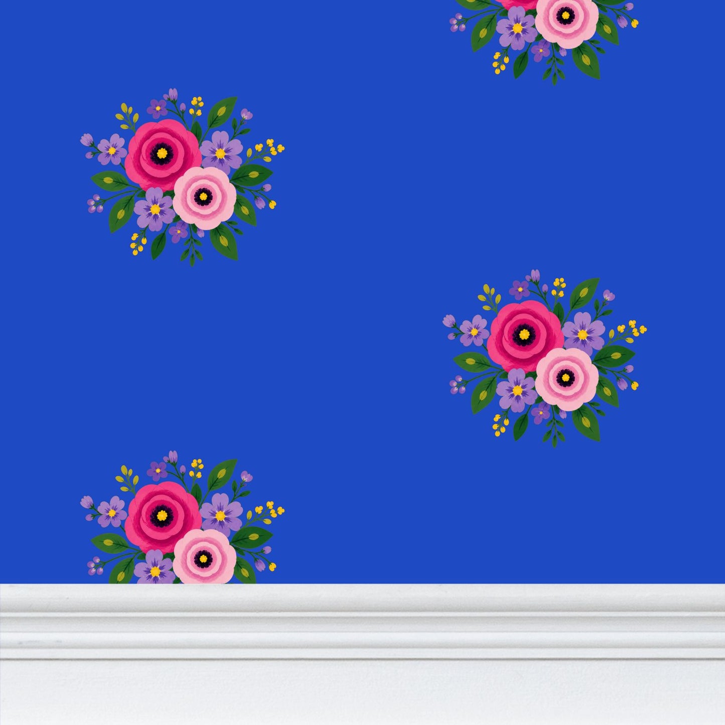Posy Riot - Rose Eleanor - Signature Wallpaper - Sapphire