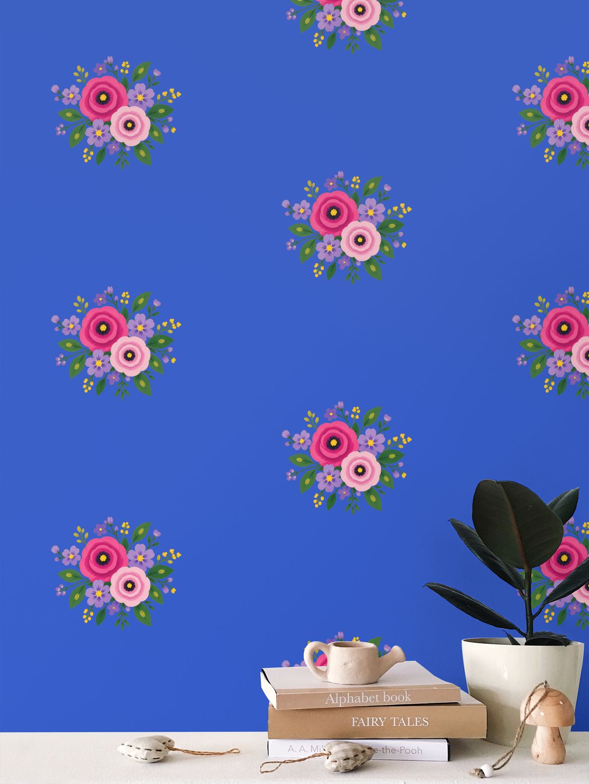Posy Riot - Rose Eleanor - Signature Wallpaper - Sapphire