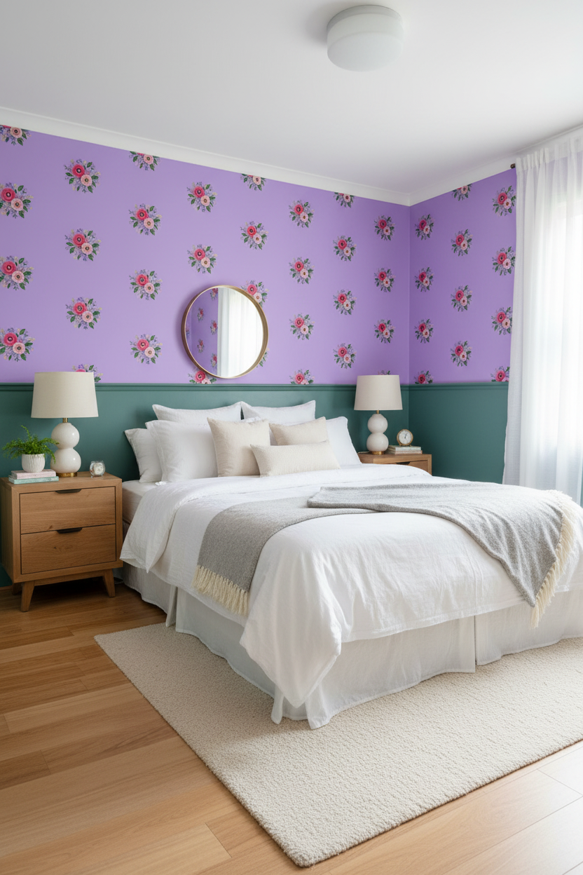 Posy Riot - Rose Eleanor - Signature Wallpaper - Lush Lilac