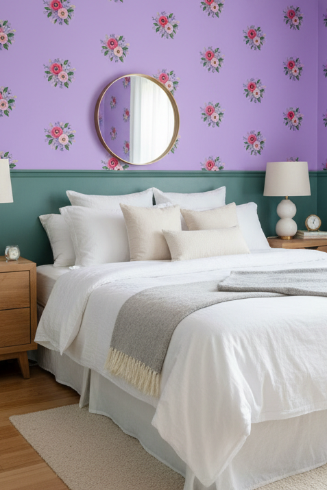 Posy Riot - Rose Eleanor - Signature Wallpaper - Lush Lilac
