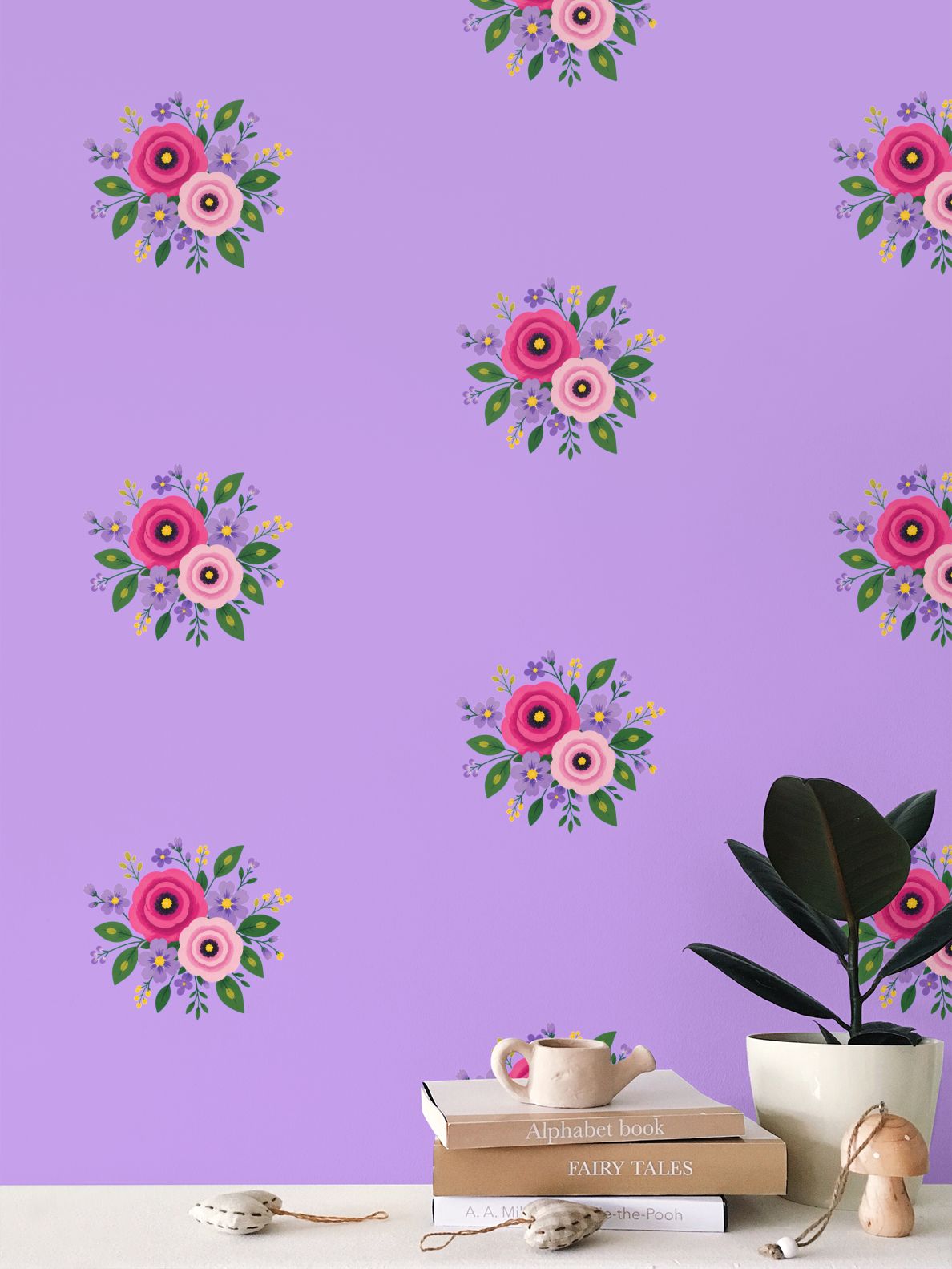 Posy Riot - Rose Eleanor - Signature Wallpaper - Lush Lilac