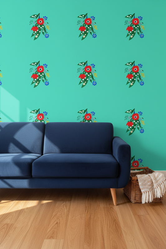 Posy Riot - Poppy Ardevora - Statement Wallpaper - Hero Green
