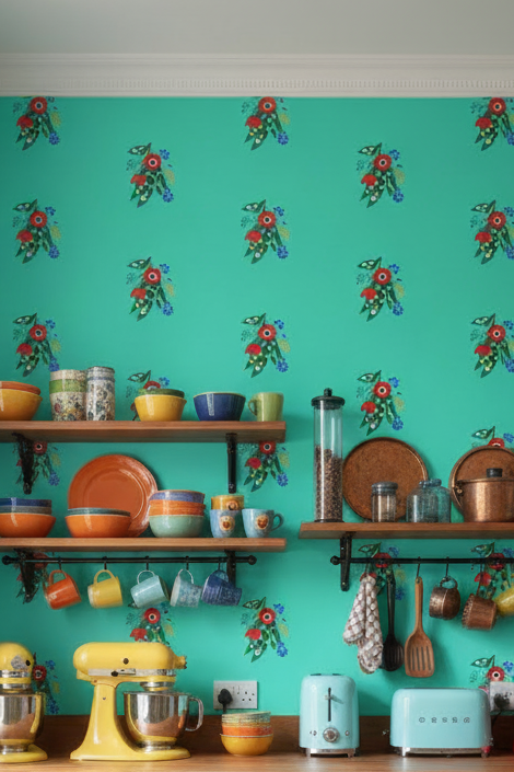 Posy Riot - Poppy Ardevora - Signature Wallpaper - Hero Green