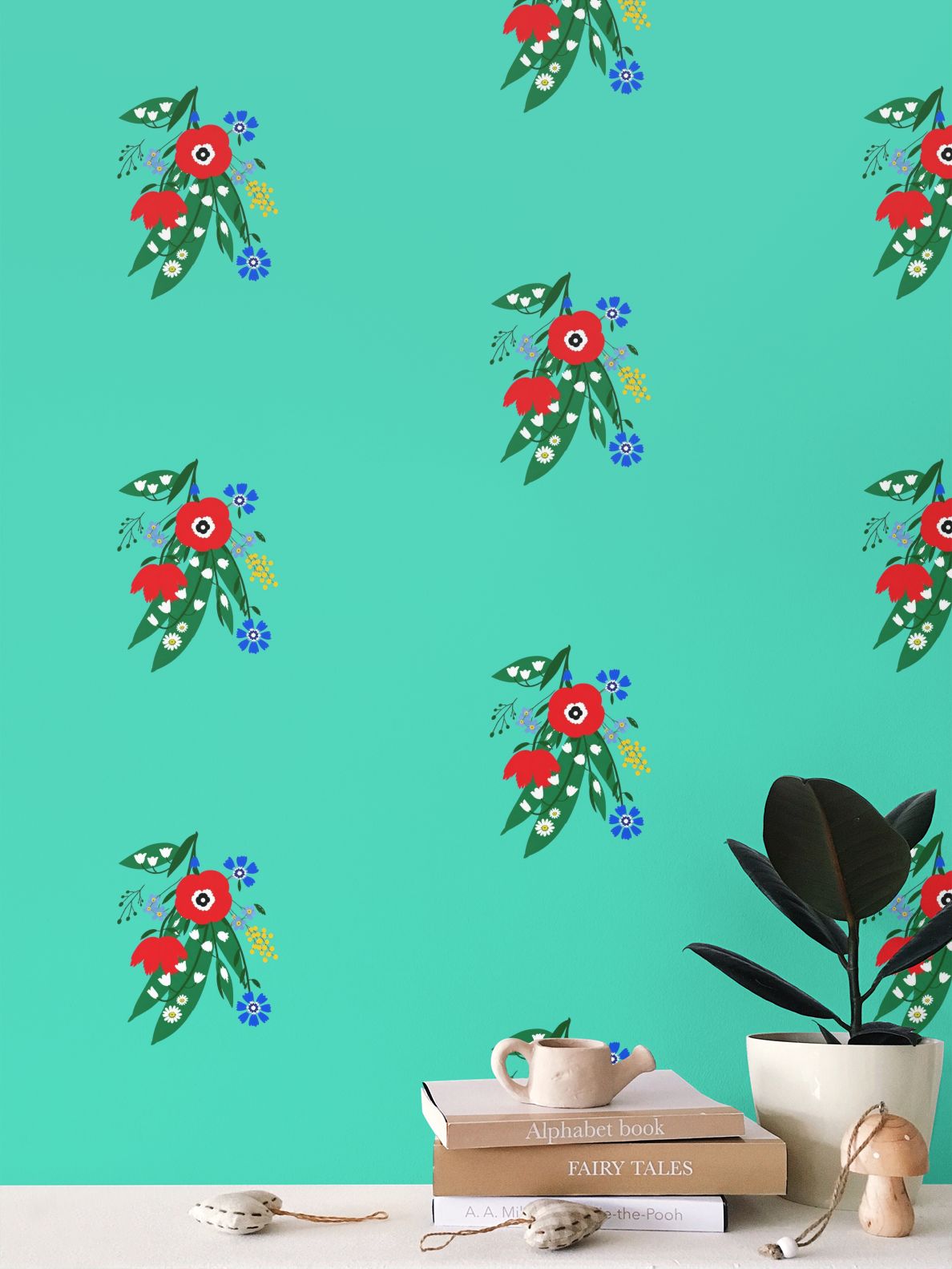Posy Riot - Poppy Ardevora - Signature Wallpaper - Hero Green