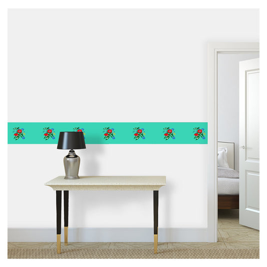 Posy Riot - Poppy Ardevora - Wallpaper Border - Hero Green