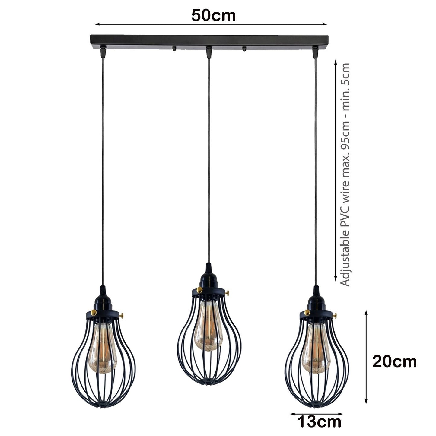Driftline Black Cage Pendant Light E27 Collection