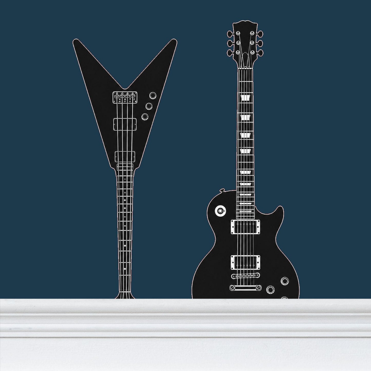 Rebel Riot - Guitar - Statement Wallpaper - Petrol Blue