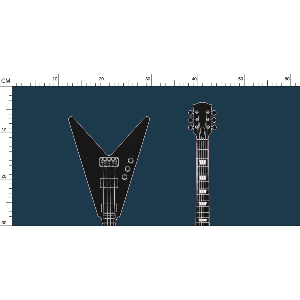 Rebel Riot - Guitar - Statement Wallpaper - Petrol Blue