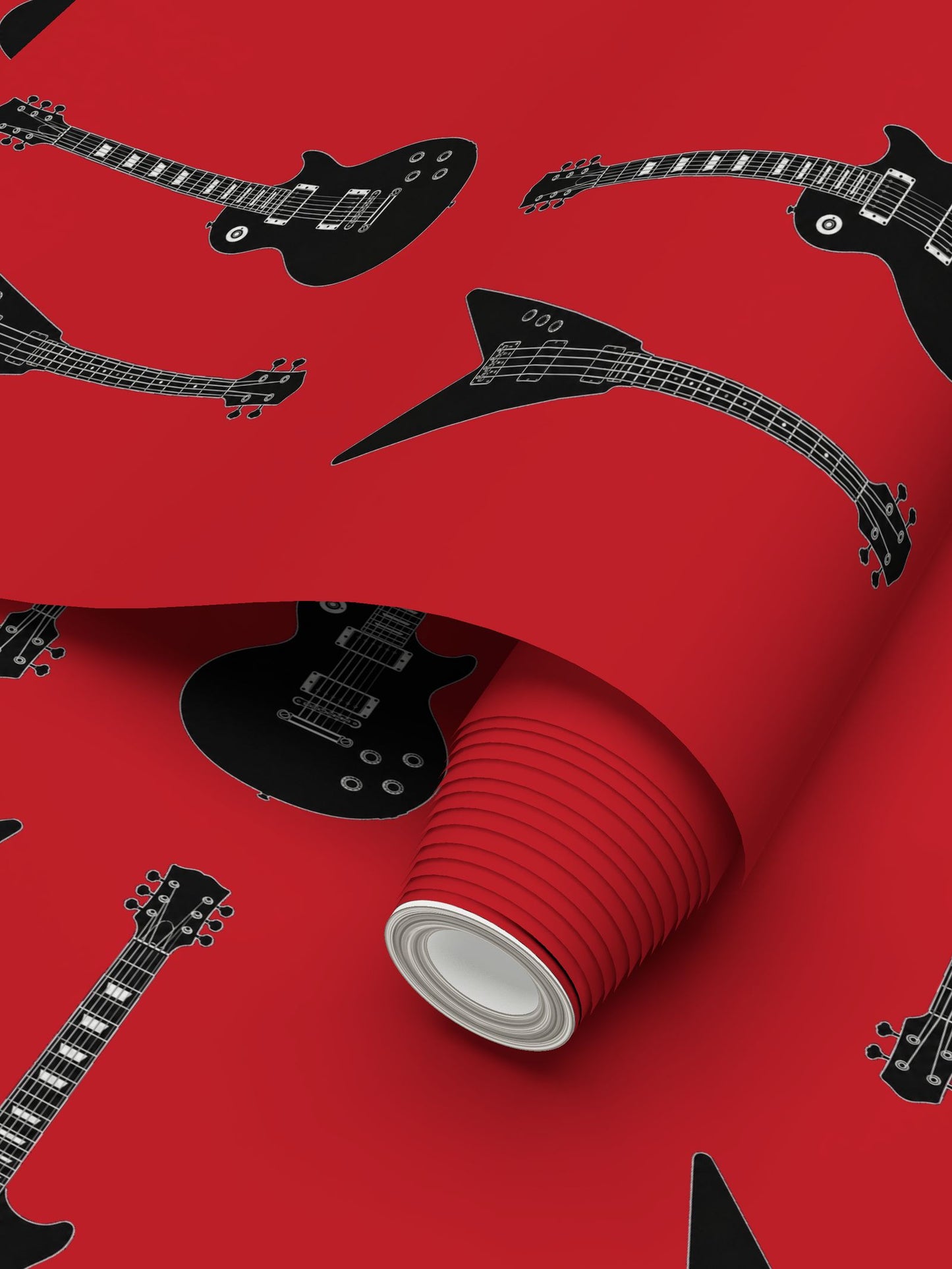 Rebel Riot - Guitar - Statement Wallpaper - Red