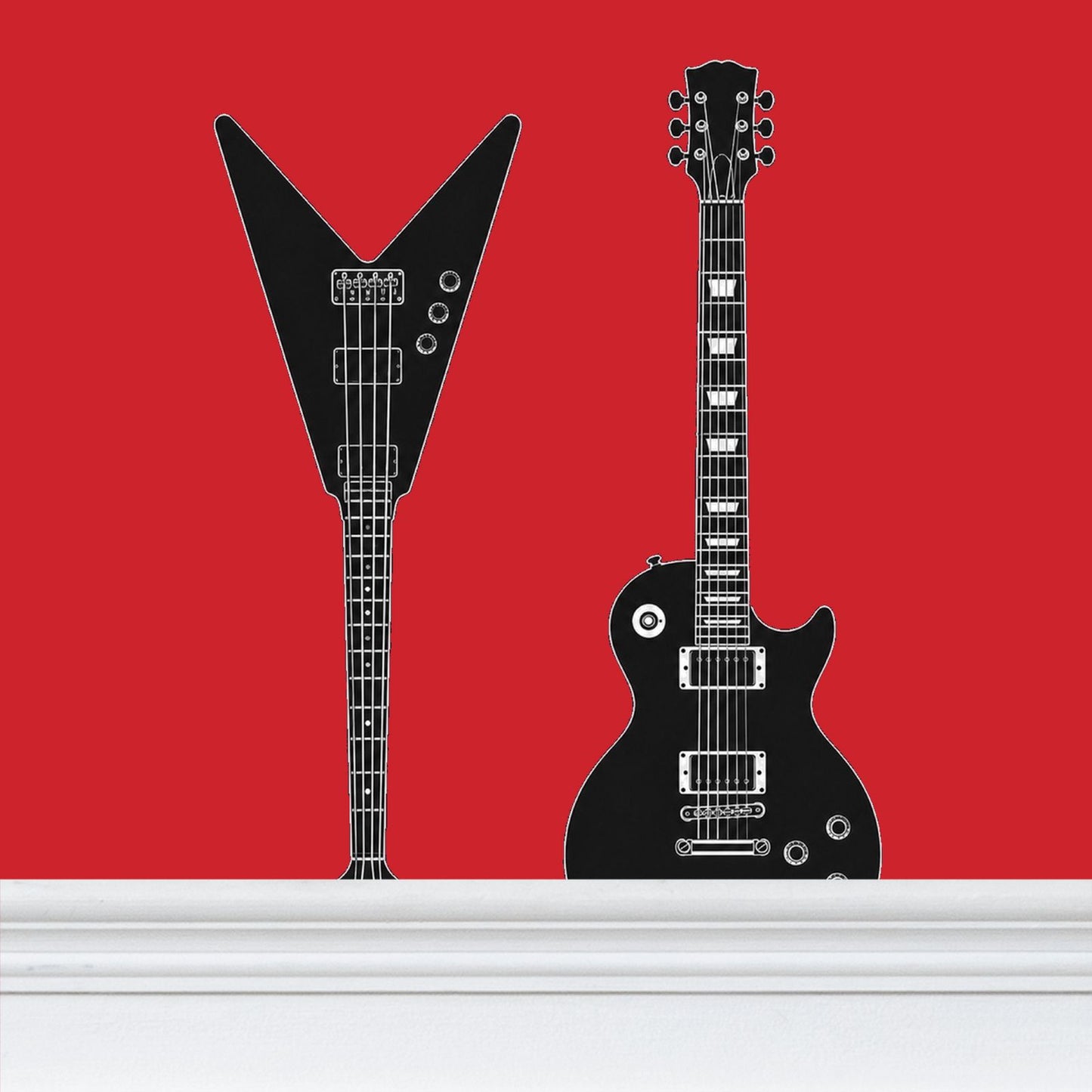 Rebel Riot - Guitar - Statement Wallpaper - Red
