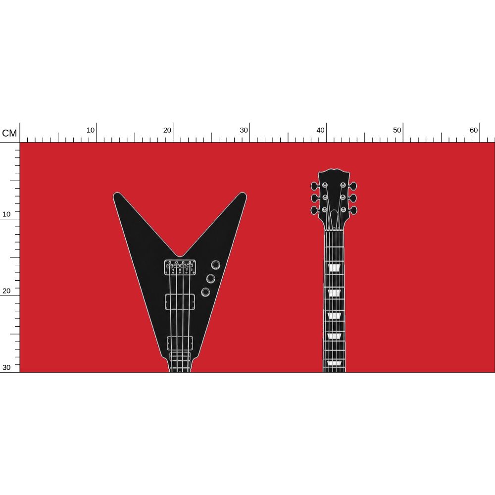 Rebel Riot - Guitar - Statement Wallpaper - Red