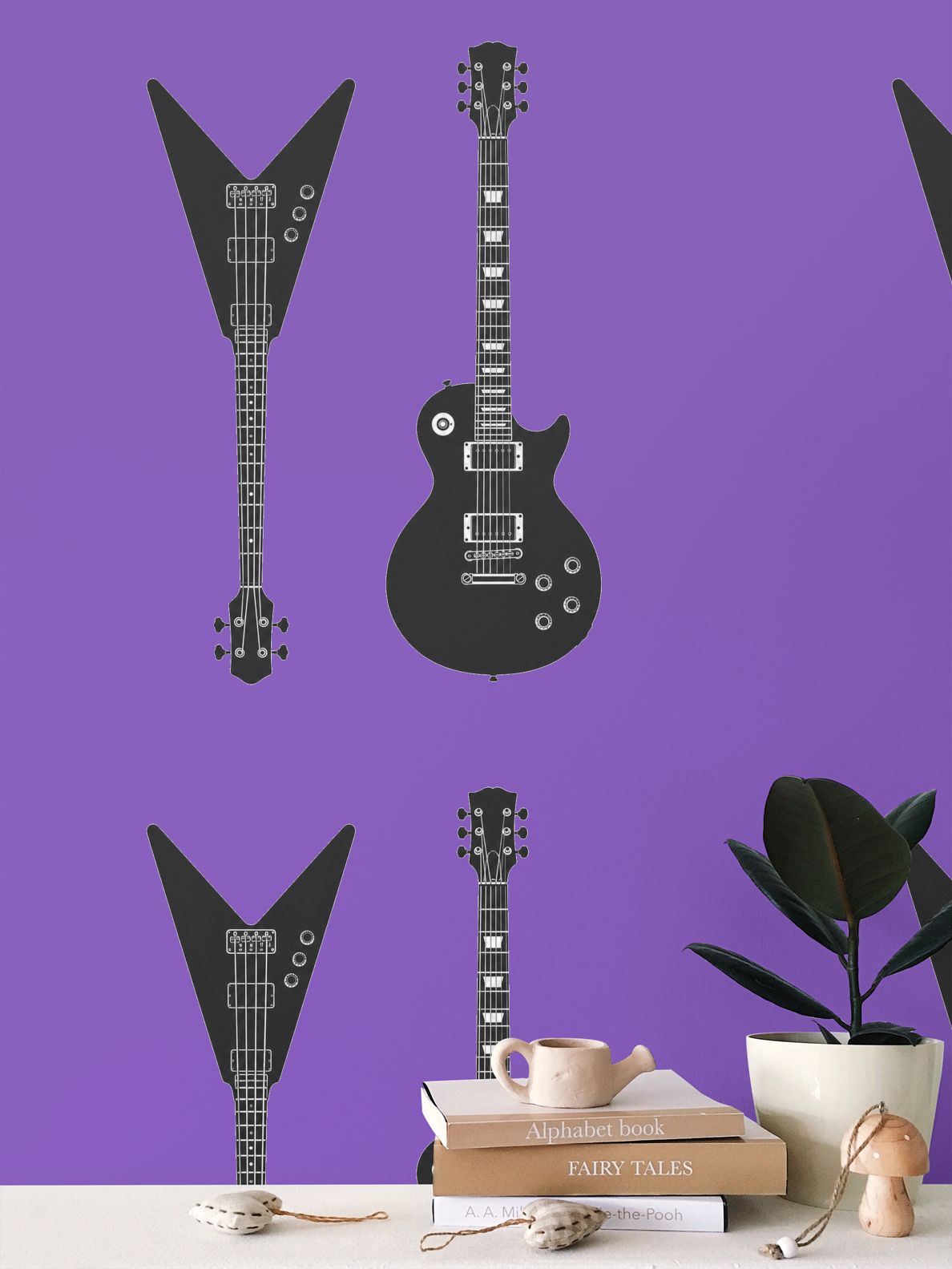 Rebel Riot - Guitar - Statement Wallpaper - Purple