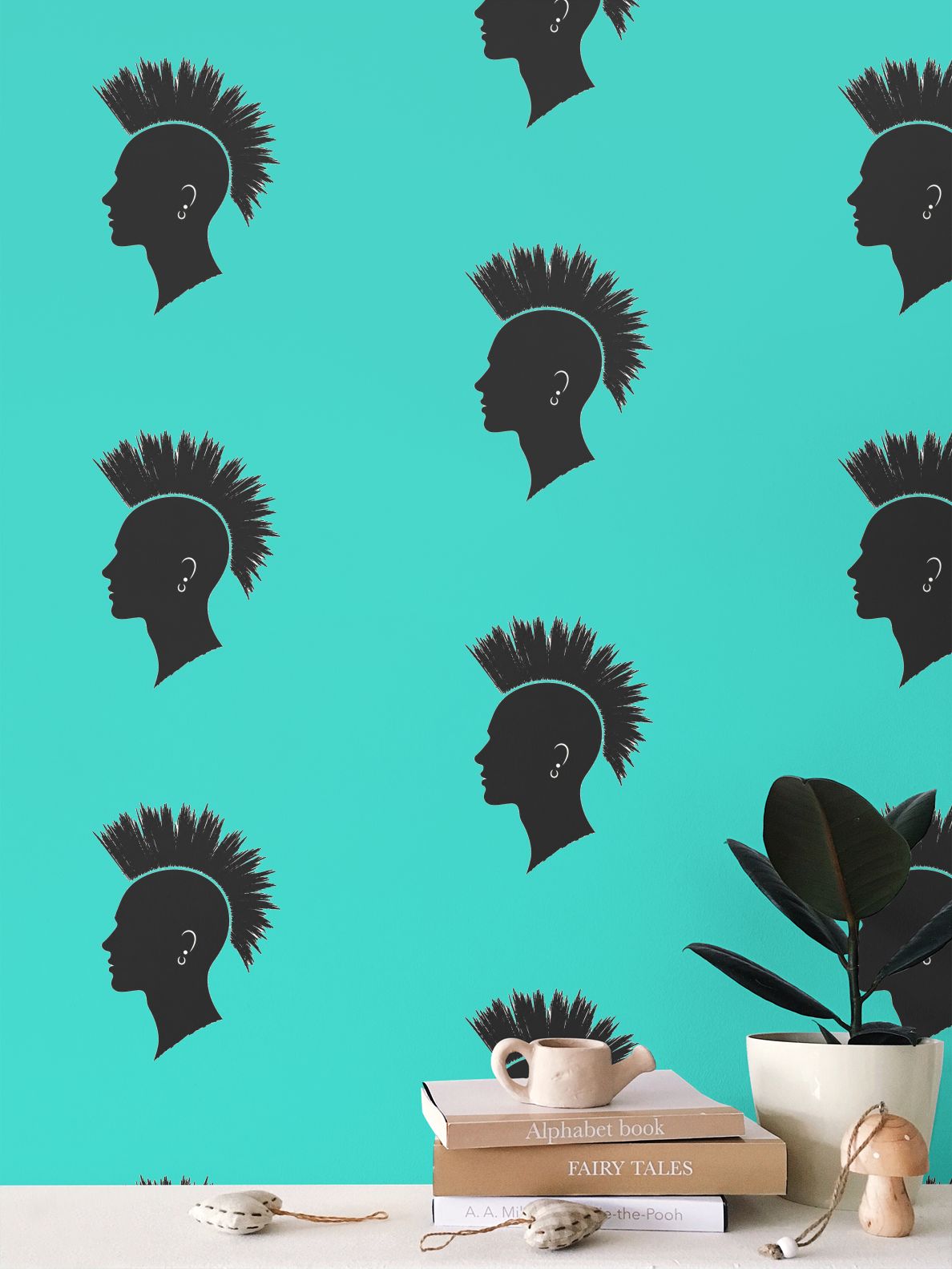 Rebel Riot - Mohawk - Signiture wallpaper - Turquoise