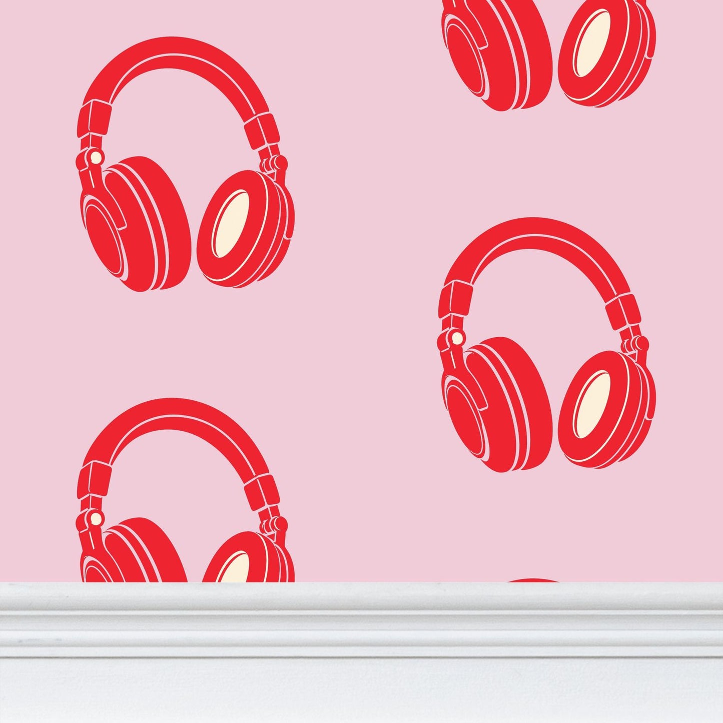Rebel Riot - Headphones Signature Wallpaper - Red / Baby Pink
