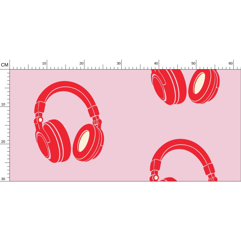Rebel Riot - Headphones Signature Wallpaper - Red / Baby Pink