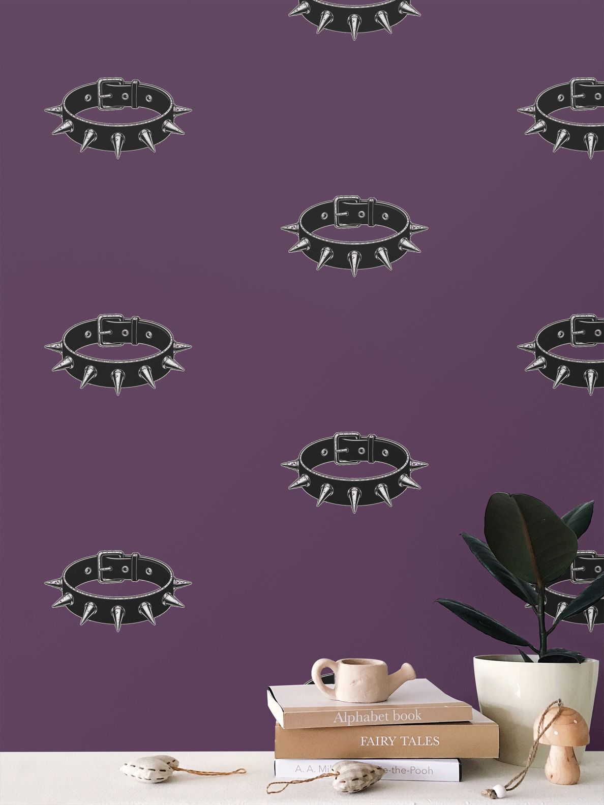 Rebel Riot - Studded Choker - Signiture Wallpaper - Plum