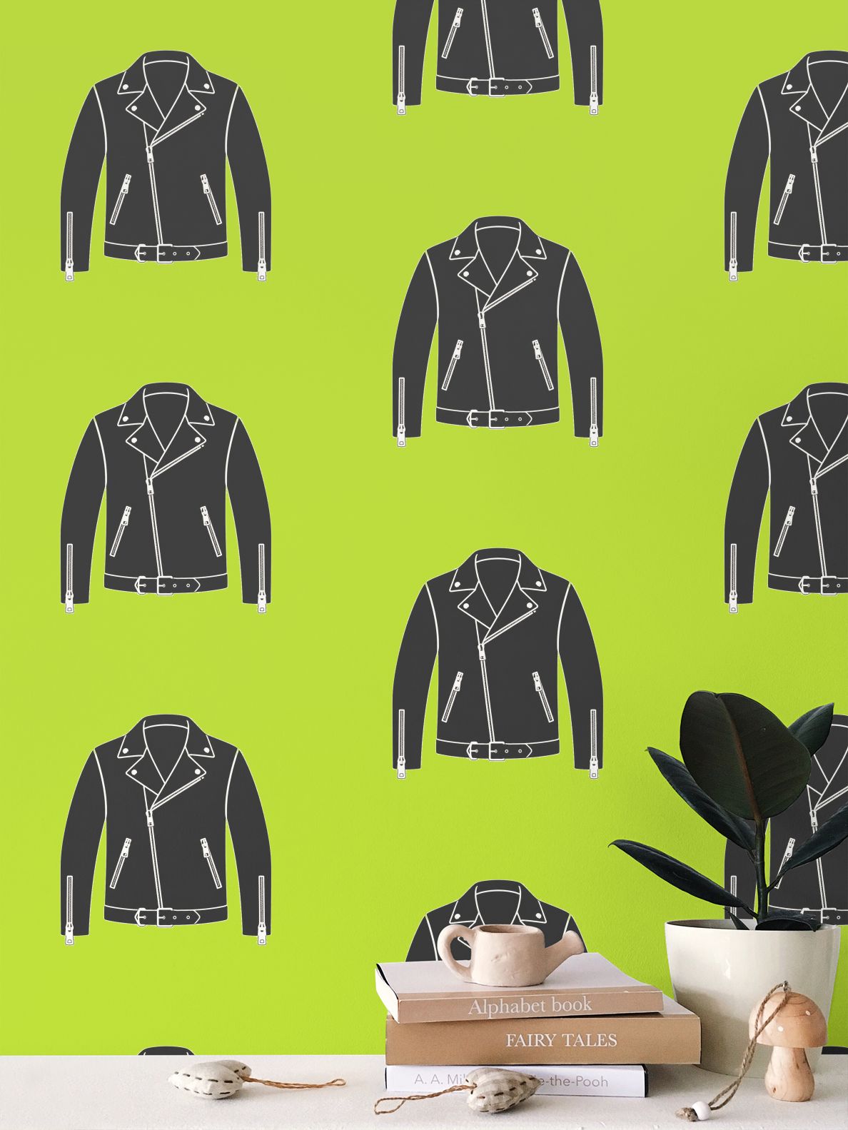 Rebel Riot - Leather Jacket - Wallpaper - Acid Green