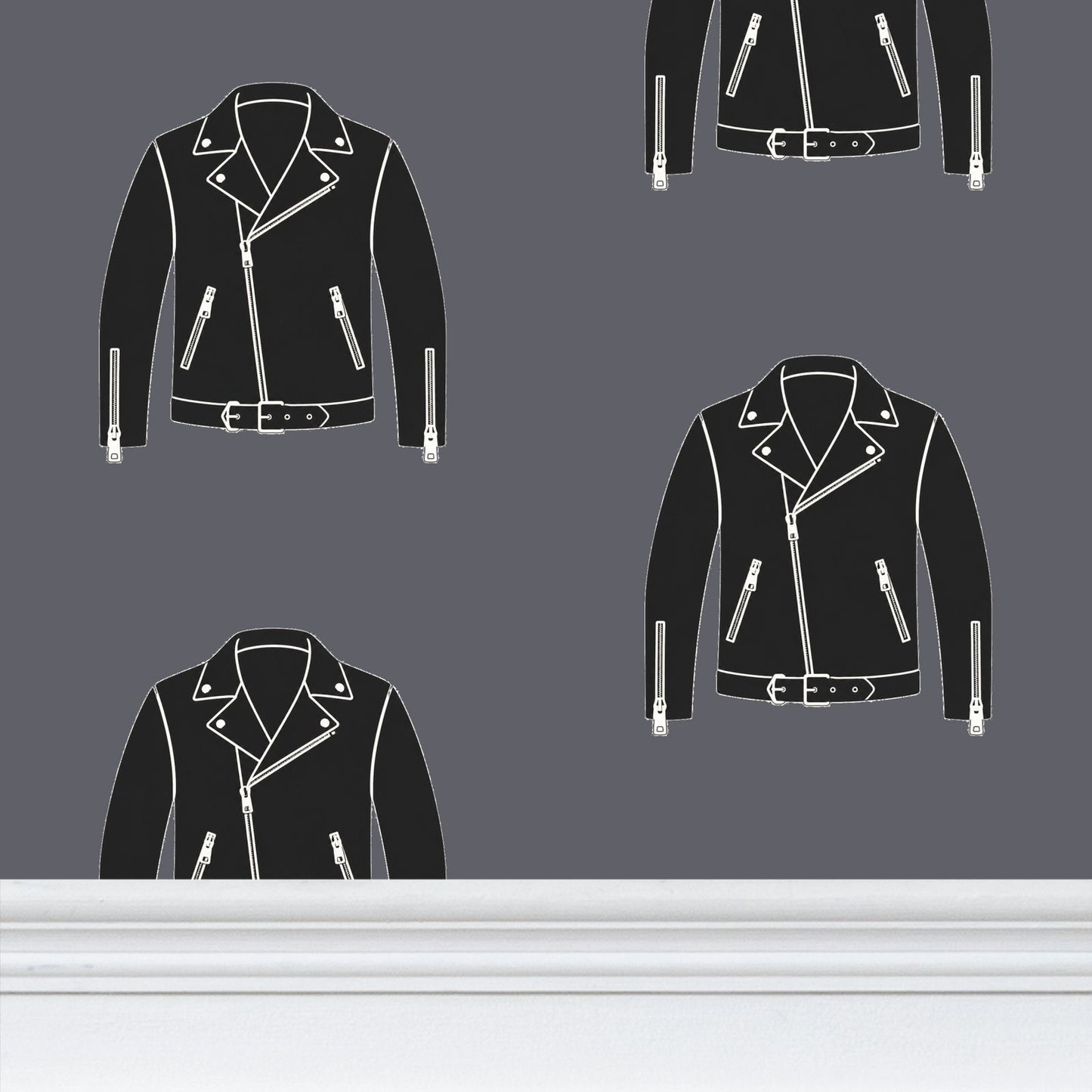 Rebel Riot - Leather Jacket -  Signature Wallpaper - Grey