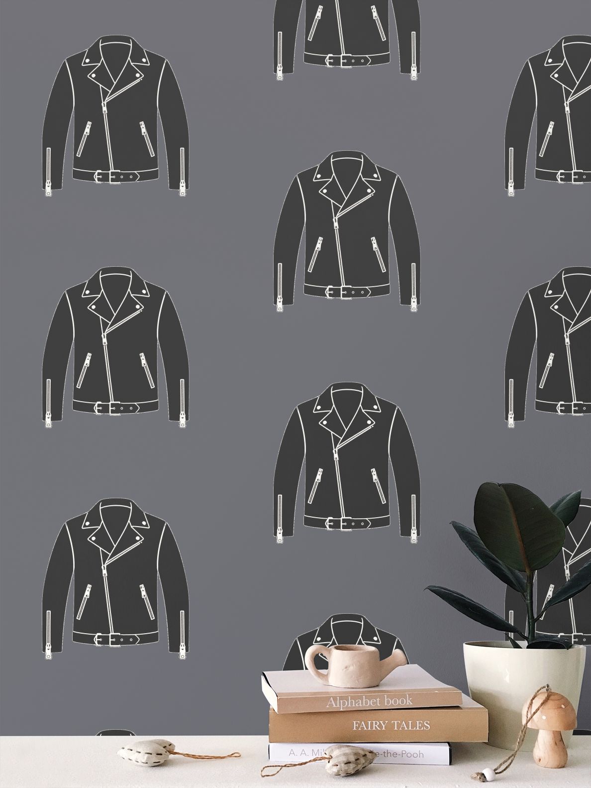 Rebel Riot - Leather Jacket -  Signature Wallpaper - Grey