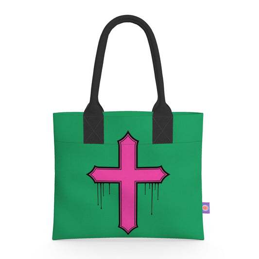 Rebel Riot - Gothica Cross - Neoprene Handbag - Emerald