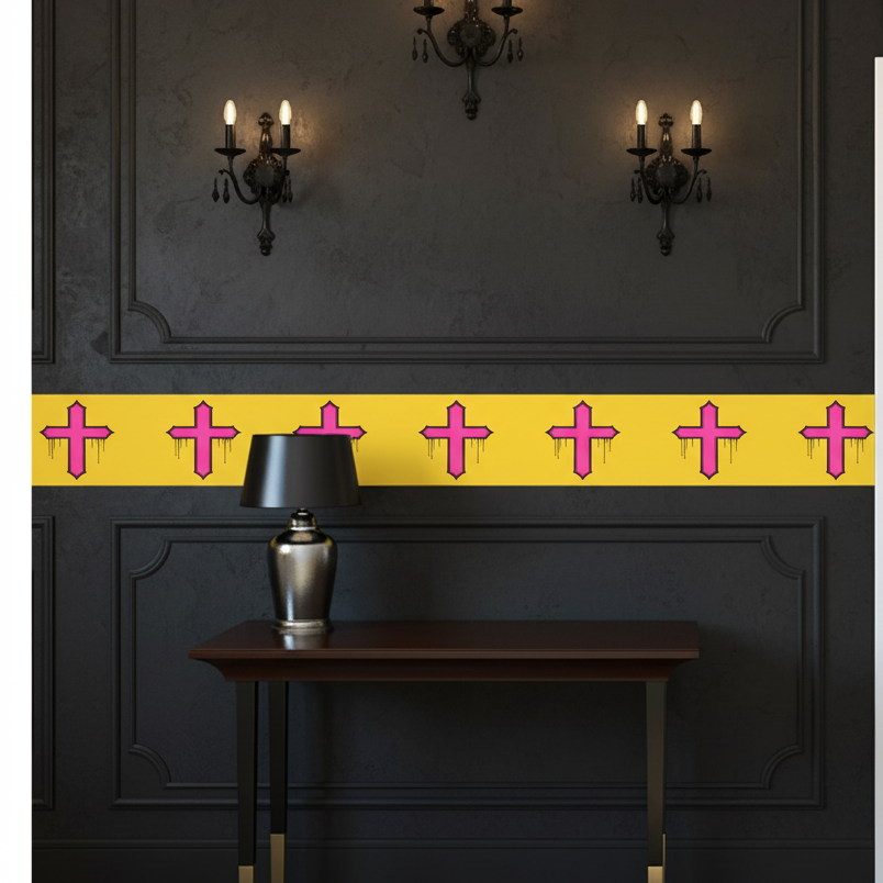 Rebel Riot - Cross - Wallpaper Border - Mellow Yellow