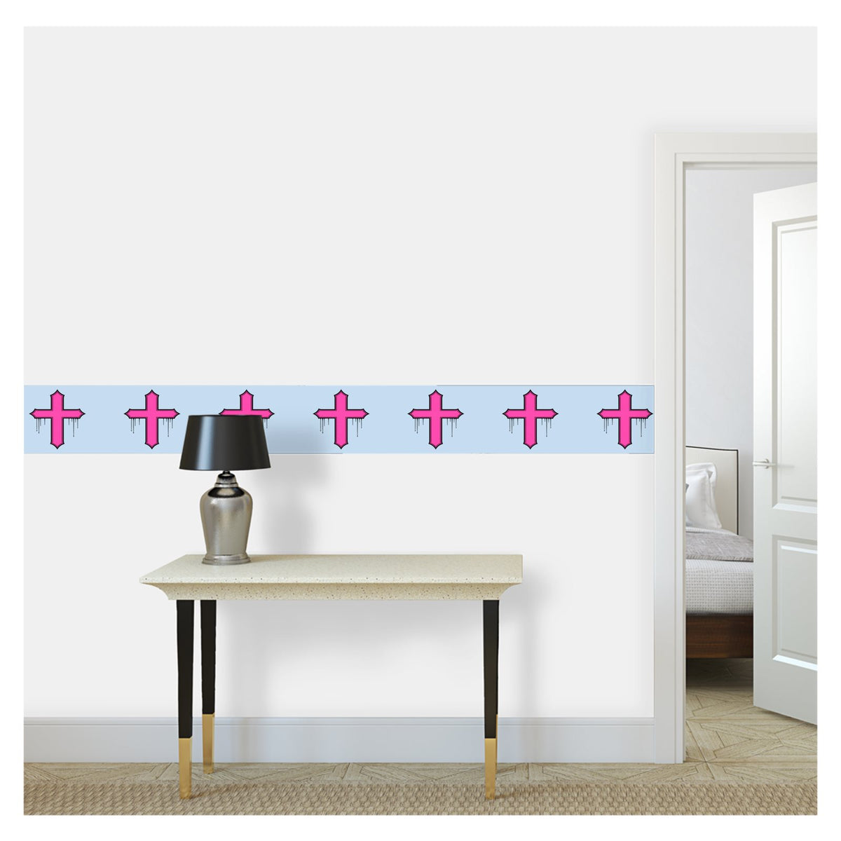 Rebel Riot - Gothica Cross - Wallpaper Border - Frostbite — Lowdy self-adhesive wallpaper border