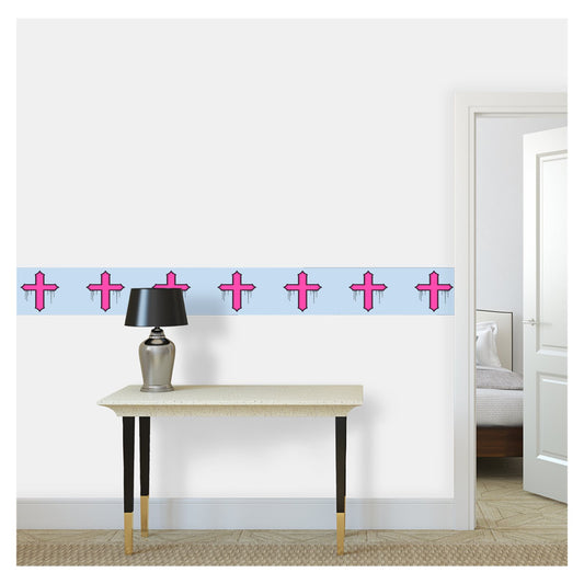 Rebel Riot - Gothica Cross - Wallpaper Border - Frostbite — Lowdy self-adhesive wallpaper border