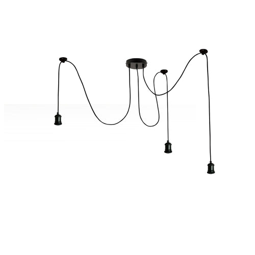 Spider Pendant Braided Fabric Flex Lamp Holder Black finish