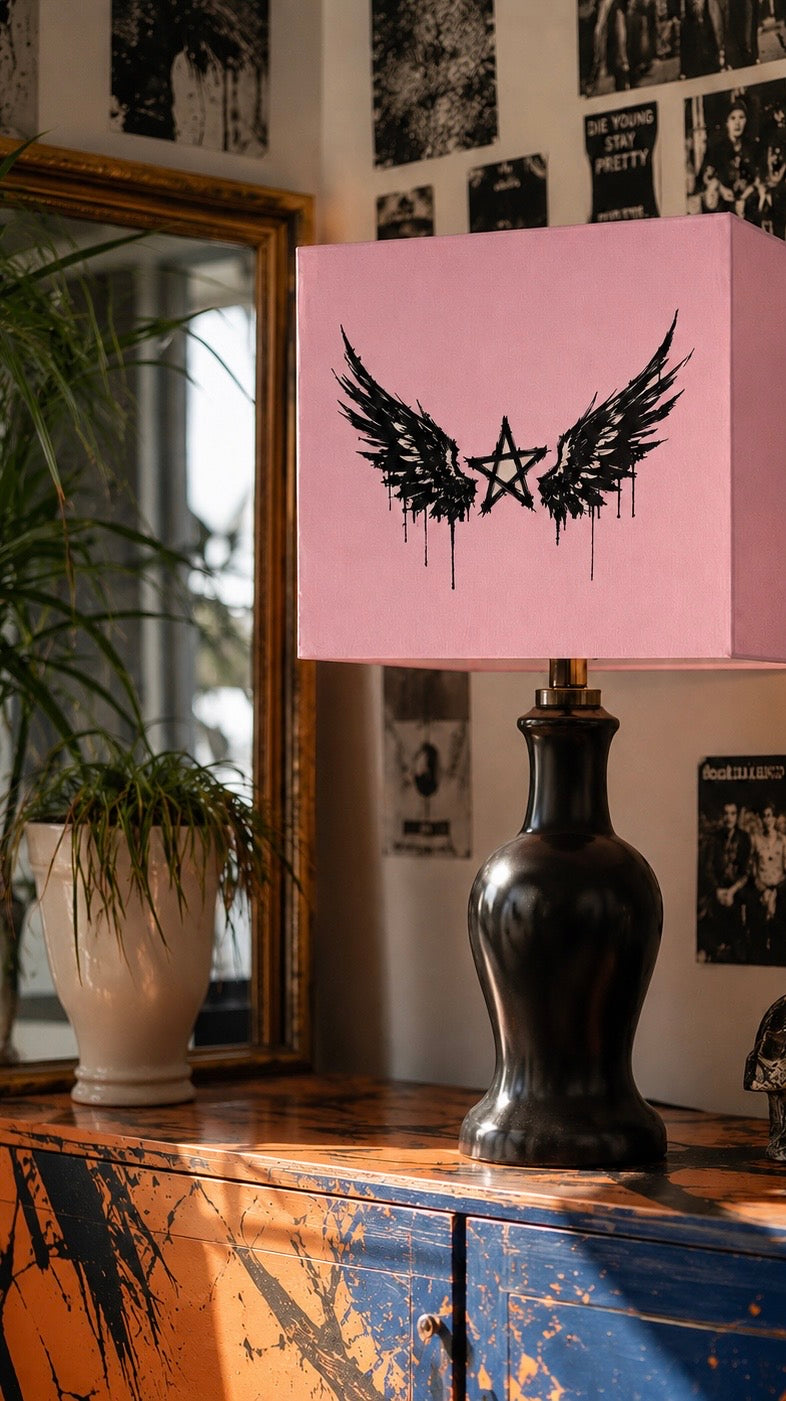 Rebel Riot - Star Wings - Square Lamp Shade - Blush