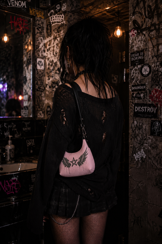 Rebel Riot - Star Wings - Leather Handbag - Blush