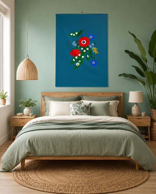 Posy Riot - Poppy Ardevora - Large Fabric Wall Hanging - Mineral