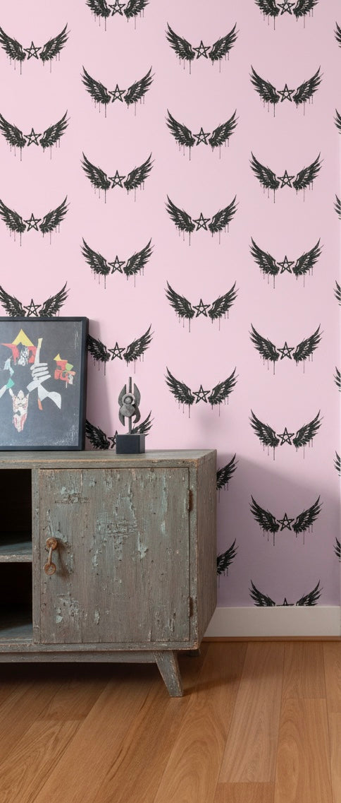 Rebel Riot - Star Wings - Wallpaper - Blush