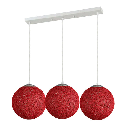 3 Head Red Bamboo Retro Hanging Light Fixtures Wicker Pendant Light