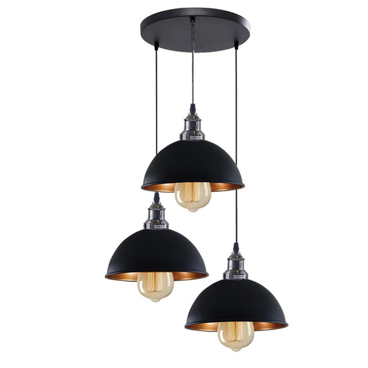 Black 3 Head Vintage Adjustable Hanging Ceiling Pendant Light E27