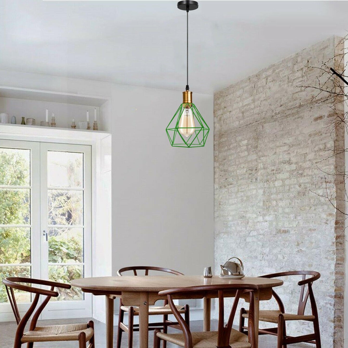 Modern Diamond Cage Pendant Light Fitting Geometric Wire Cage